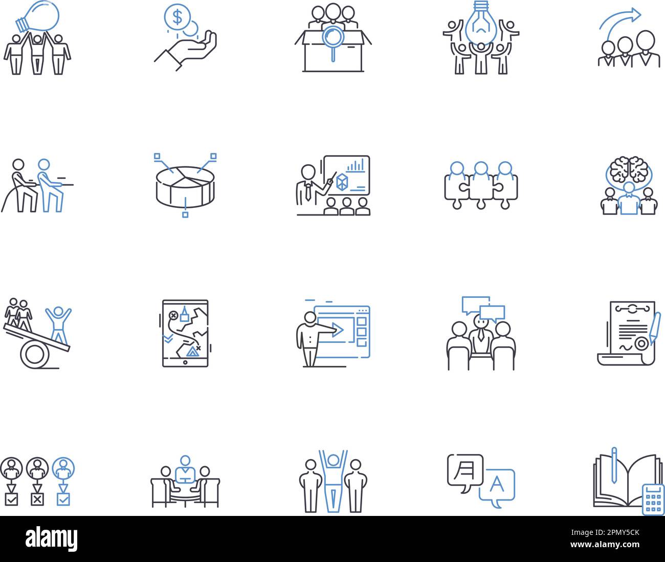 sviluppo della comunità delineare la collezione di icone. Comunità, sviluppo, progettazione, infrastruttura, sociale, Crescita, vettore dei servizi e illustrazione Illustrazione Vettoriale