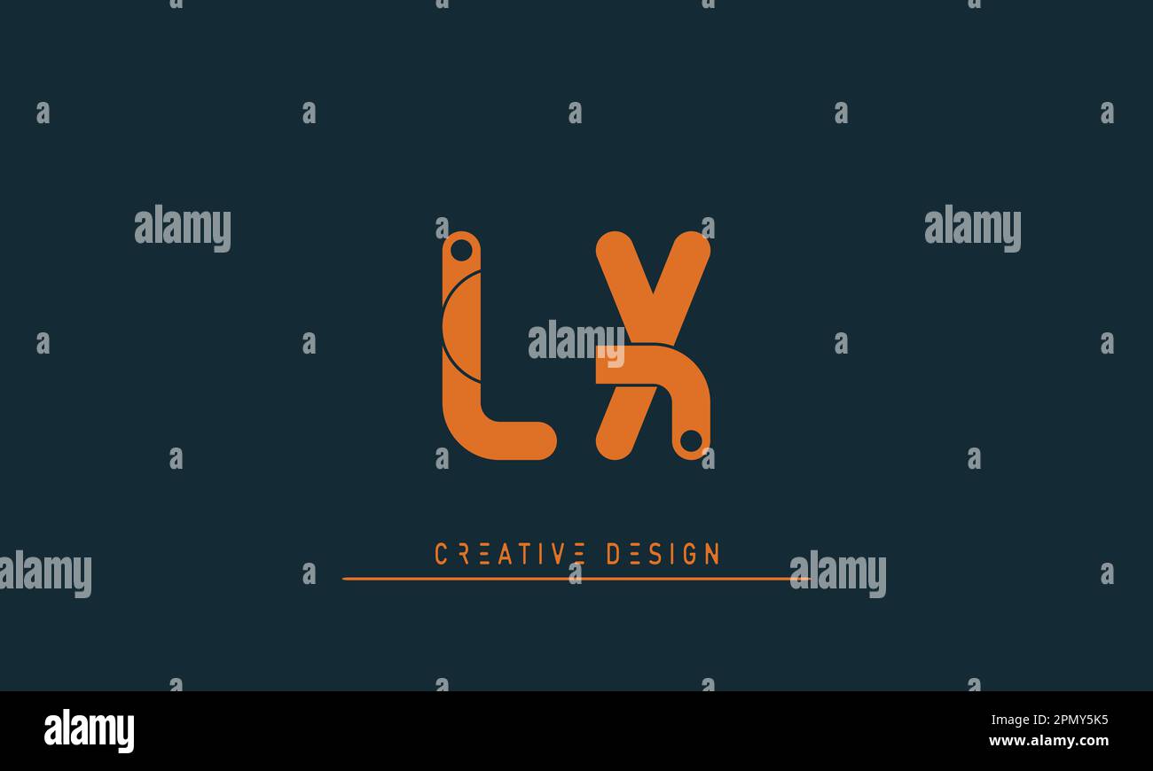 Lettere alfabetiche logo creativo moderno LX , XL Illustrazione Vettoriale