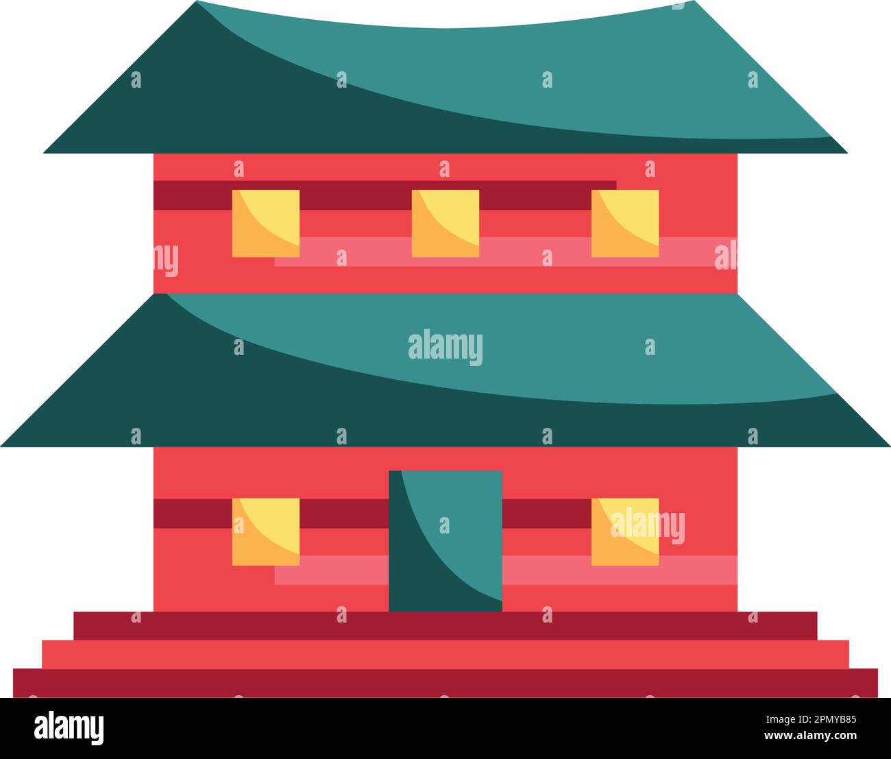 Antica architettura giapponese su bianco Illustrazione Vettoriale