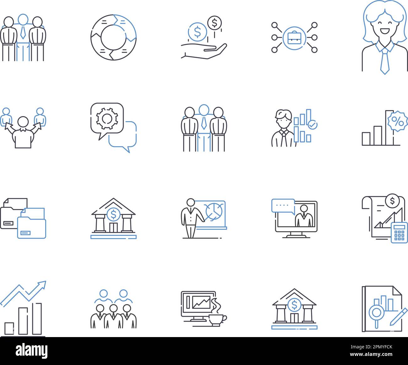 gestione del portafoglio delineare la raccolta di icone. Portafoglio, Gestione, investimenti, Asset, azioni, Obbligazioni, vettore di rischio e concetto di illustrazione Illustrazione Vettoriale