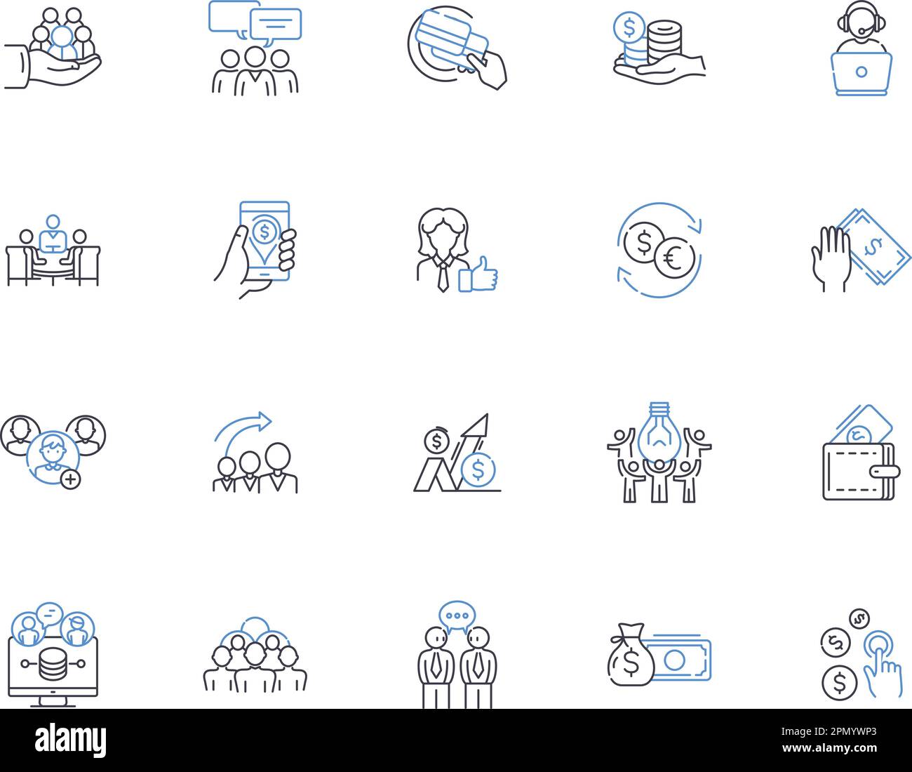 Gestione delle relazioni con i clienti - insieme di icone. CRM, cliente, Relazioni, Gestione, Servizio, Supporto, vettore di informazioni e. Illustrazione Vettoriale