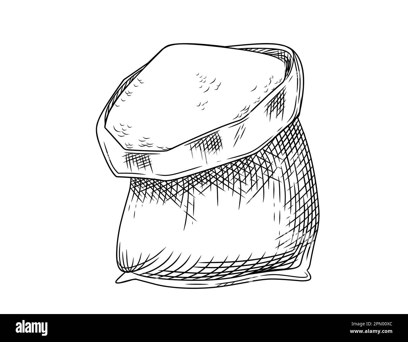 Disegno di contorno del sacchetto di illustrazione vettoriale della farina su sfondo bianco Illustrazione Vettoriale