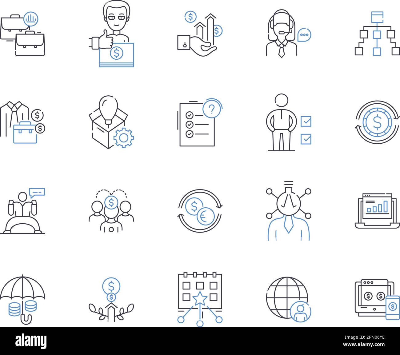 Innovazione sociale delineare la collezione di icone. Sociale, innovazione, imprenditorialità, Comunità, cambiamento, Tecnologia, vettore dei problemi e illustrazione Illustrazione Vettoriale