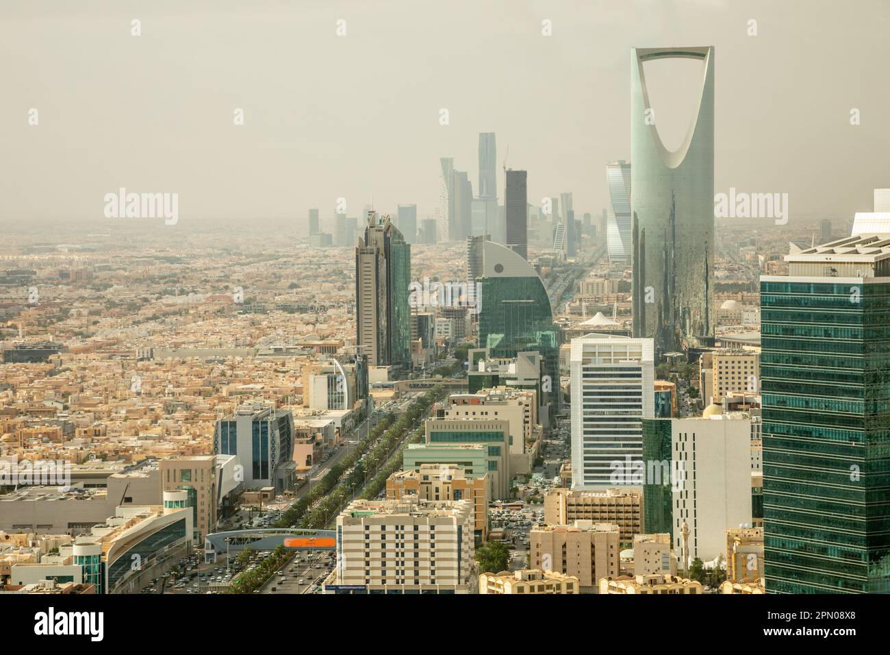 Panorama aereo del centro di Riyadh città, al Riyadh, Arabia Saudita Foto Stock