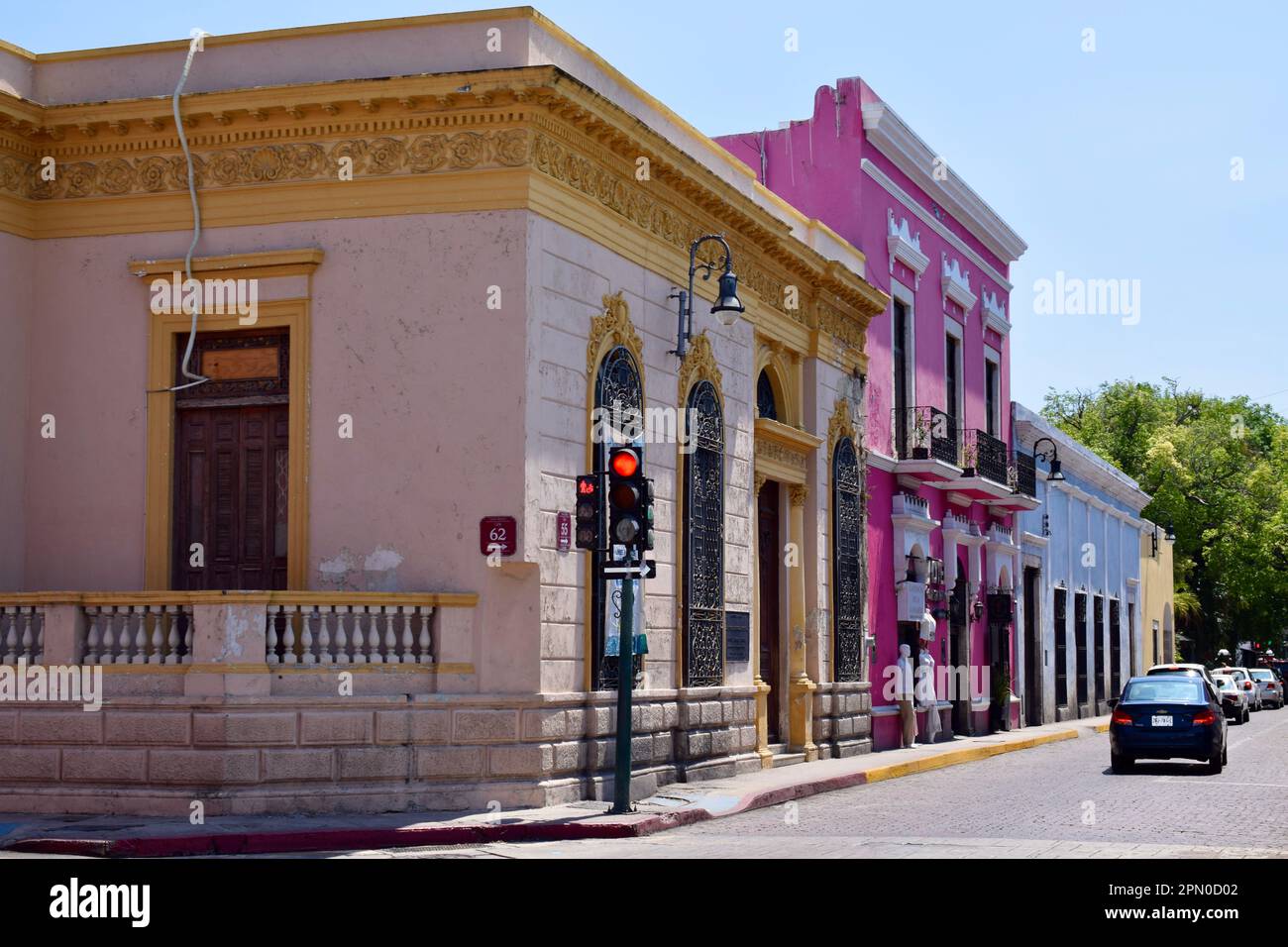 62nd e 55th strade nella città colorata di Merida, Yucatan, Messico. Foto Stock
