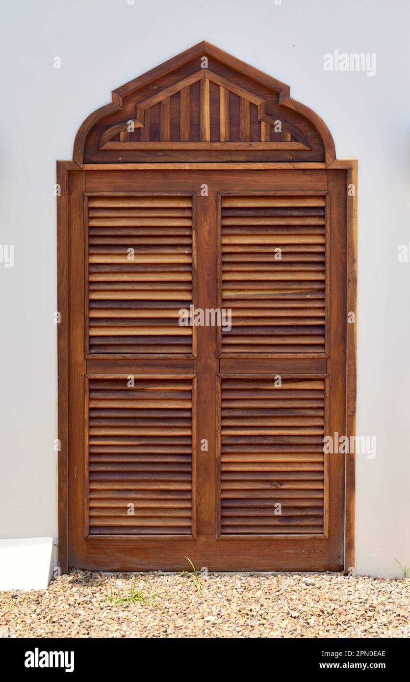 Un bell'ingresso ad una casa sulla spiaggia a San Pedro, Ambergris Caye, Belize, Caraibi/America Centrale. Foto Stock