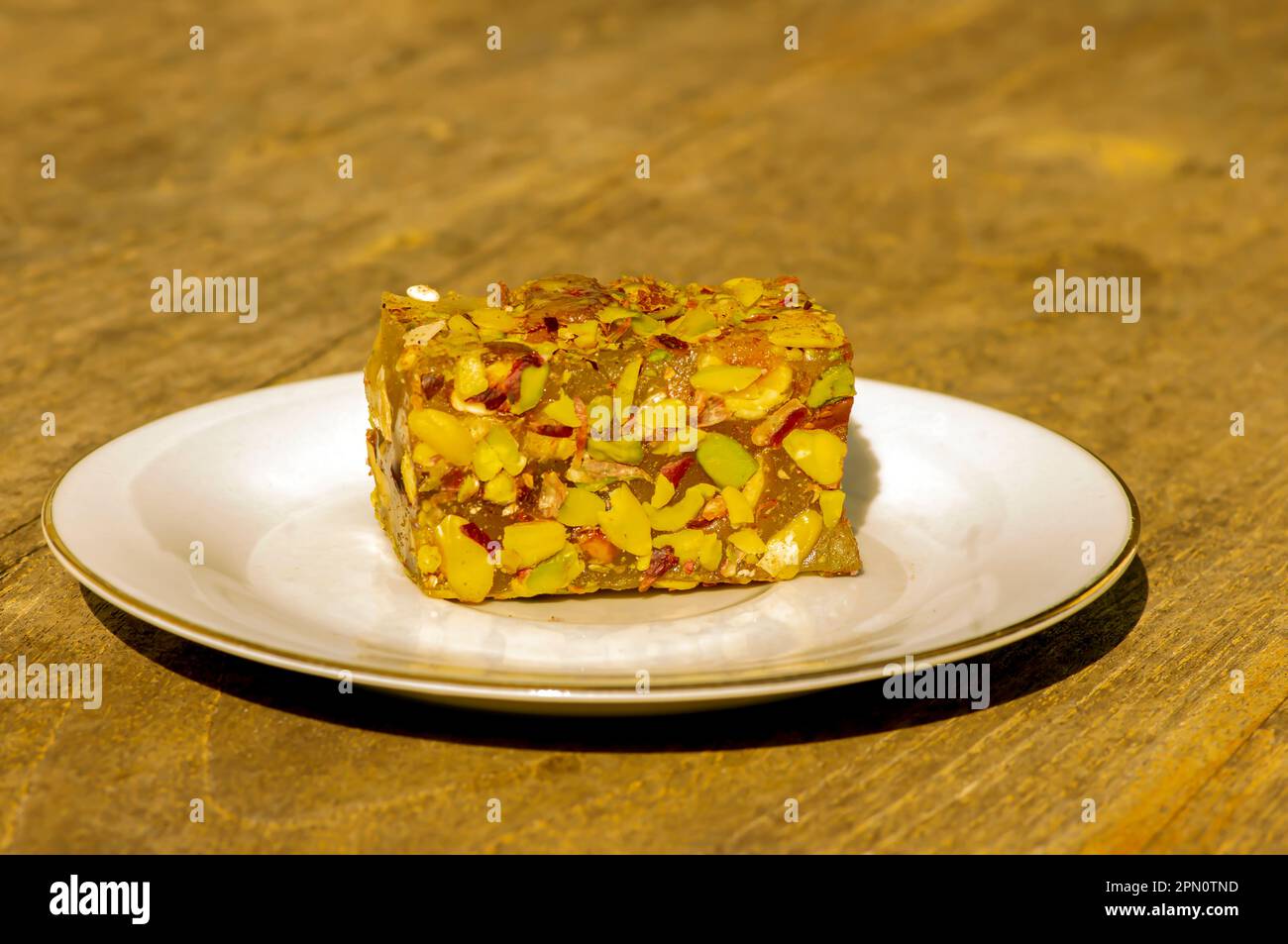 Dessert al pistacchio con delizia turca, cibo tradizionale tacchino, poco profondo Foto Stock