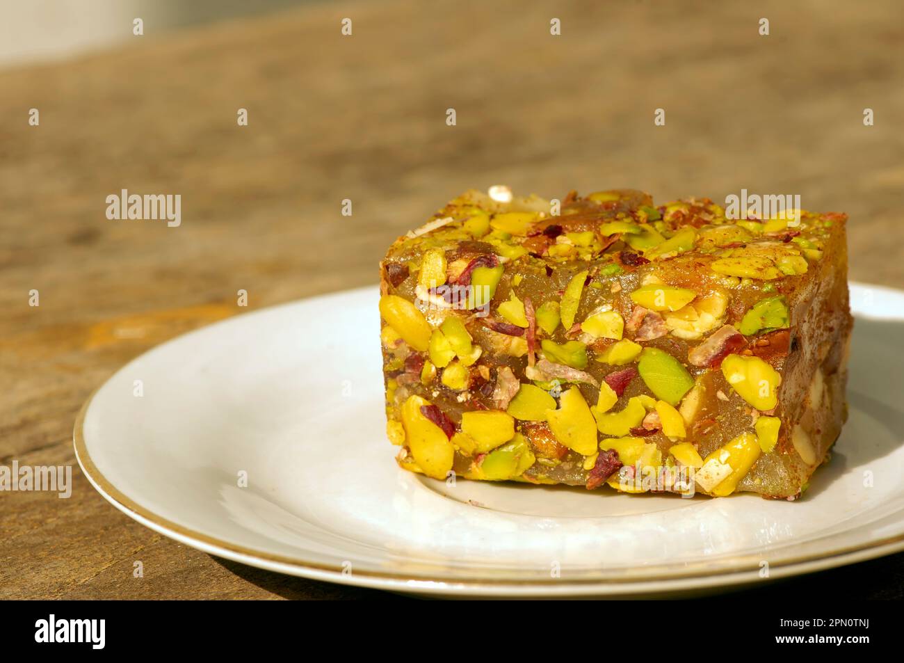 Dessert al pistacchio con delizia turca, cibo tradizionale tacchino, poco profondo Foto Stock