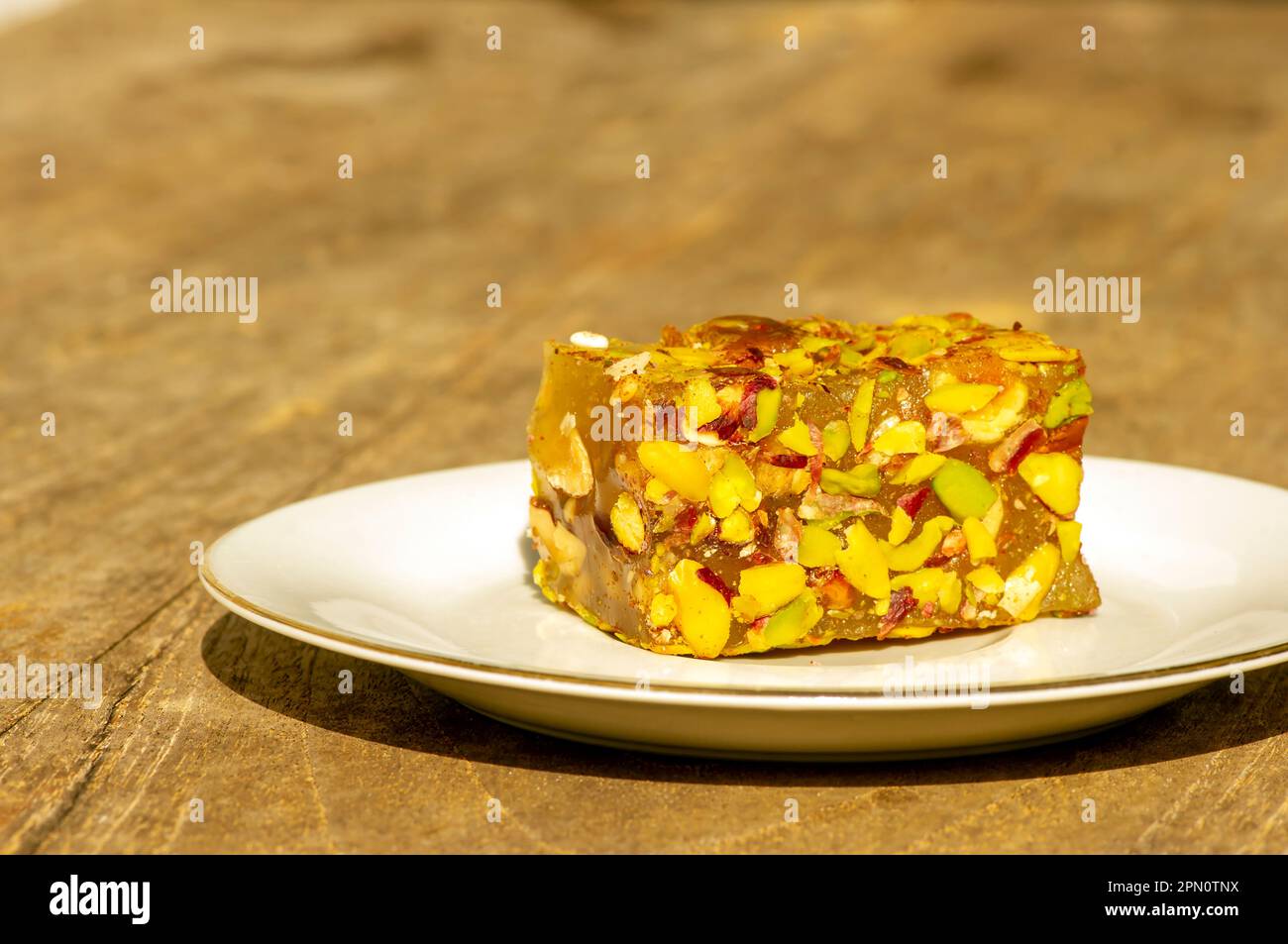 Dessert al pistacchio con delizia turca, cibo tradizionale tacchino, poco profondo Foto Stock