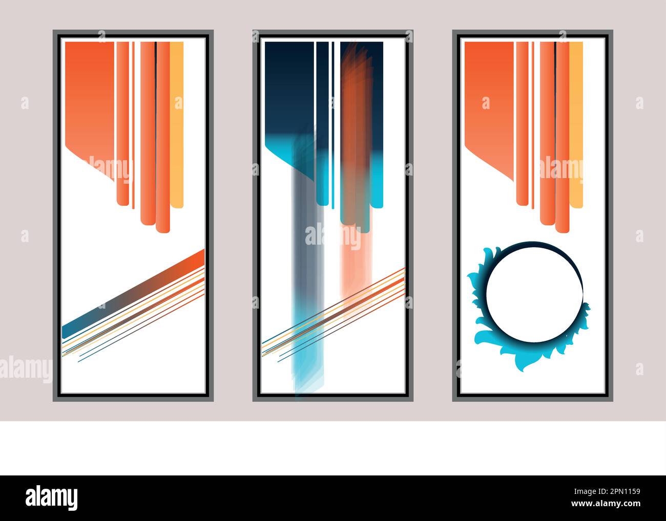 Un set alla moda di composizioni artistiche astratte creative Art minimal ideali per la decorazione delle pareti, come una cartolina o una brochure, vettore di copertina del libro Illustrazione Vettoriale