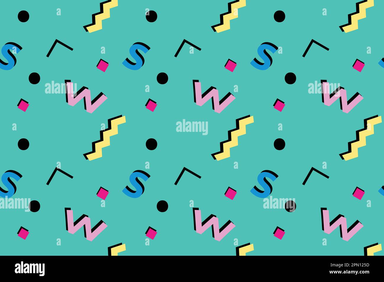 Memphis sfondo. Sfondo retrò con figure color turchese per poster o cartellone. Astratto sfondo di memphis con figure geometriche colorate per il tuo design. Texture vettoriale. Illustrazione vettoriale Illustrazione Vettoriale