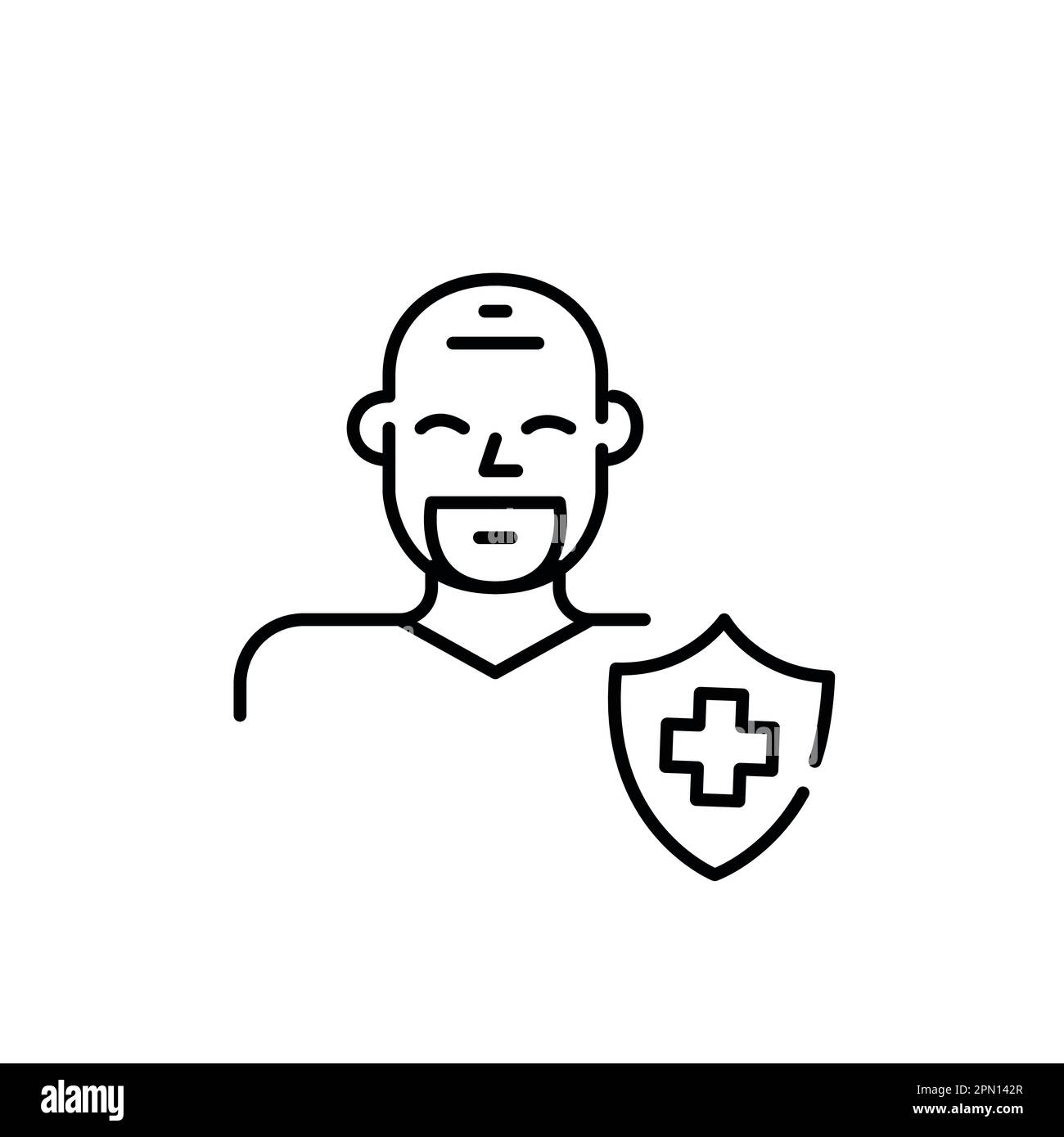 Titolare della polizza di assicurazione sanitaria. Pixel Perfect, icona del tratto modificabile Illustrazione Vettoriale