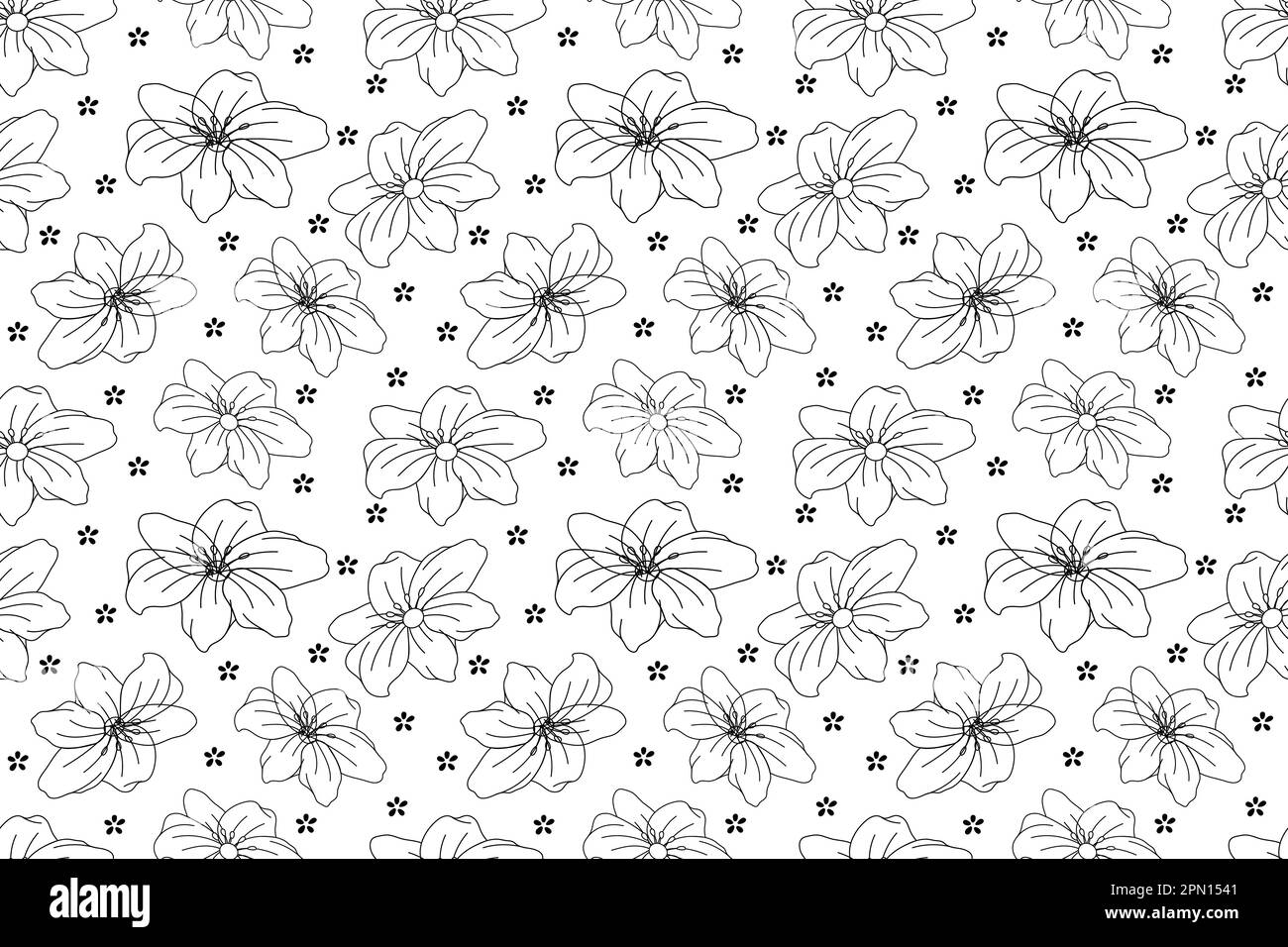 Sfondo floreale stilizzato senza fine. Hibiscus di stile retrò e piccoli motivi floreali su sfondo bianco. Elemento decorativo per inviti di nozze, biglietti d'inverno e biglietti di compleanno. Illustrazione vettoriale Illustrazione Vettoriale