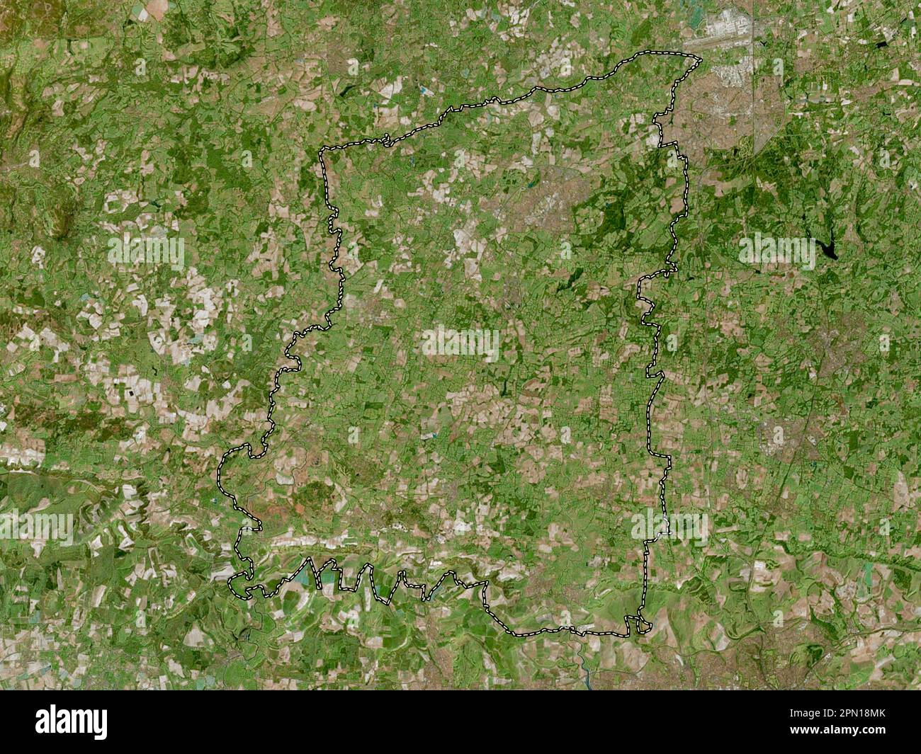 Horsham, distretto non metropolitano dell'Inghilterra - Gran Bretagna. Mappa satellitare ad alta risoluzione Foto Stock