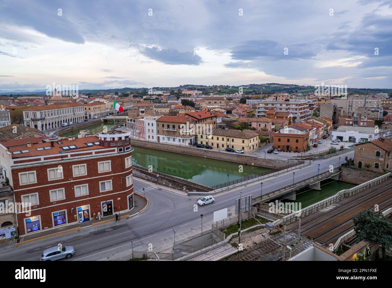 Veduta aerea della città italiana Senigallia Foto Stock