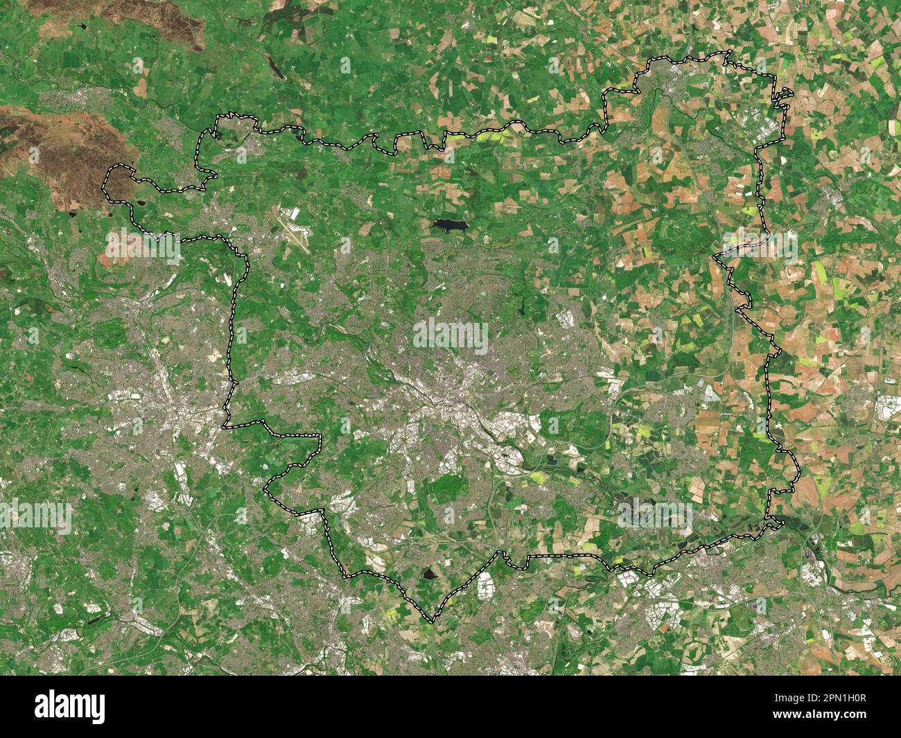 Leeds, contea amministrativa dell'Inghilterra - Gran Bretagna. Mappa satellitare a bassa risoluzione Foto Stock