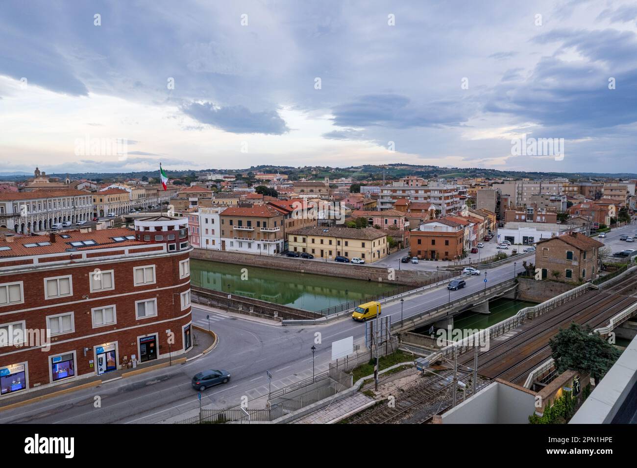 Veduta aerea della città italiana Senigallia Foto Stock