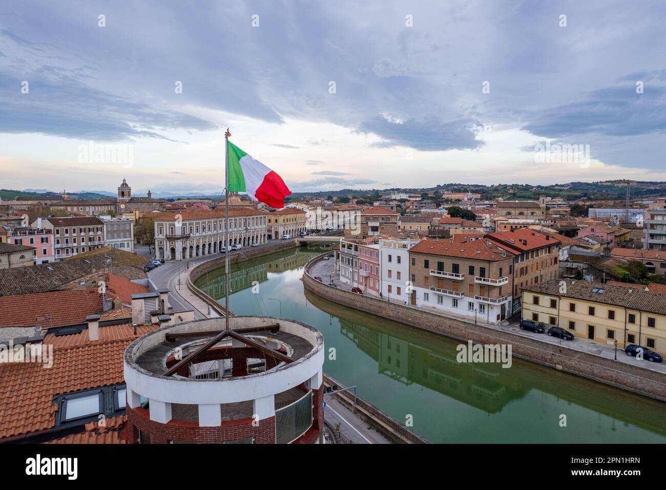 Veduta aerea della città italiana Senigallia Foto Stock