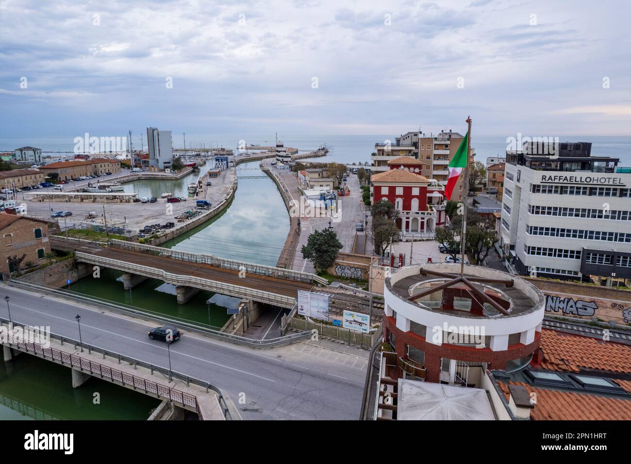 Veduta aerea della città italiana Senigallia Foto Stock