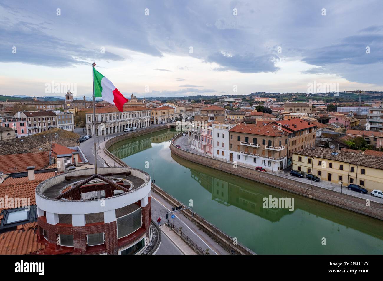 Veduta aerea della città italiana Senigallia Foto Stock