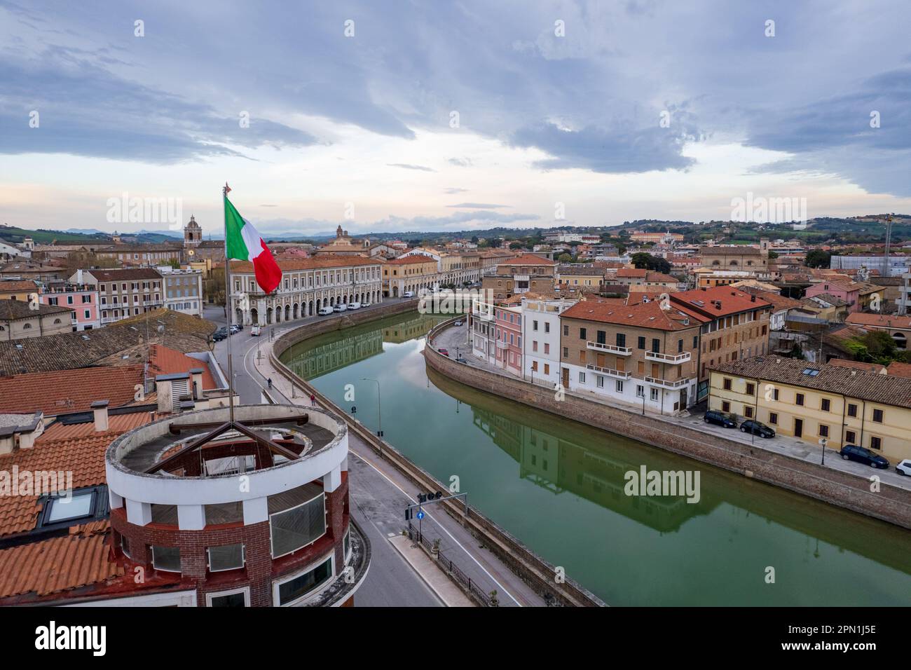 Veduta aerea della città italiana Senigallia Foto Stock