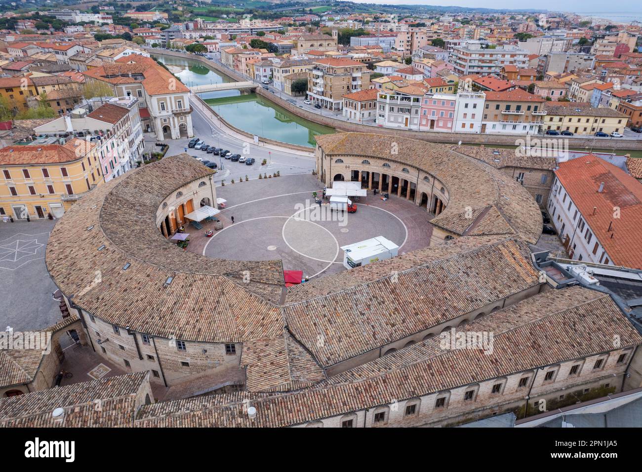Veduta aerea della città italiana Senigallia Foto Stock