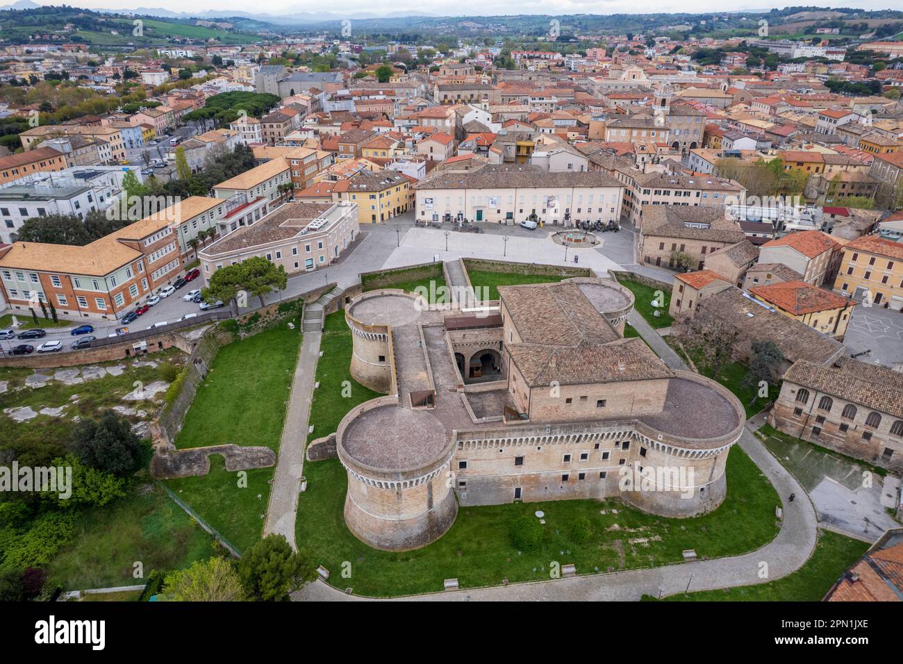 Veduta aerea della città italiana Senigallia Foto Stock