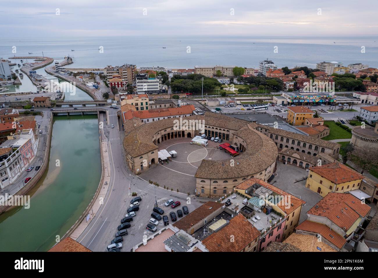 Veduta aerea della città italiana Senigallia Foto Stock