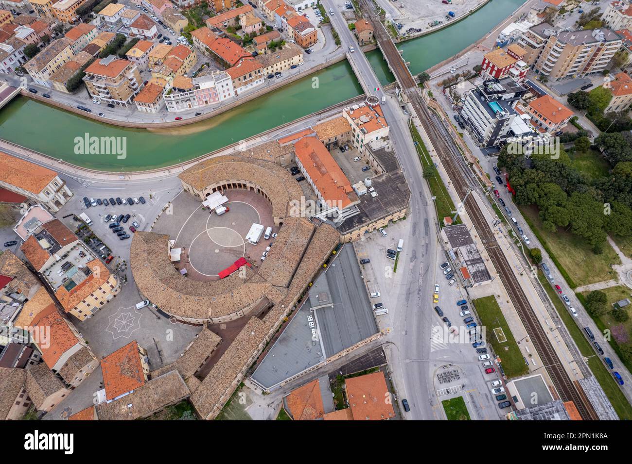Veduta aerea della città italiana Senigallia Foto Stock