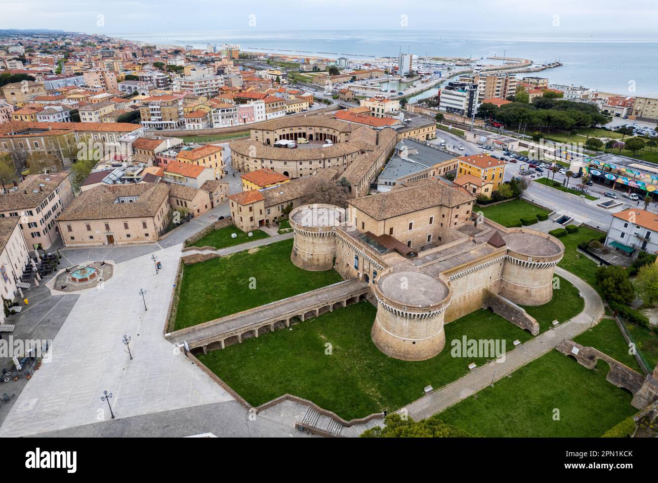 Veduta aerea della città italiana Senigallia Foto Stock