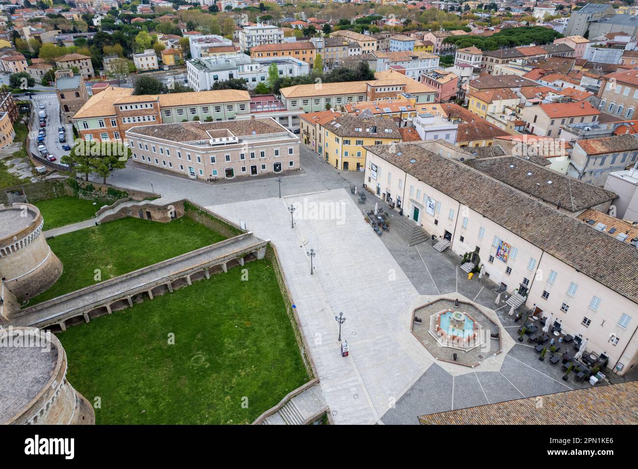 Veduta aerea della città italiana Senigallia Foto Stock
