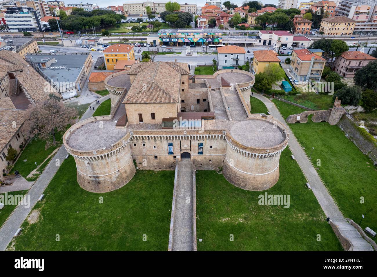 Veduta aerea della città italiana Senigallia Foto Stock