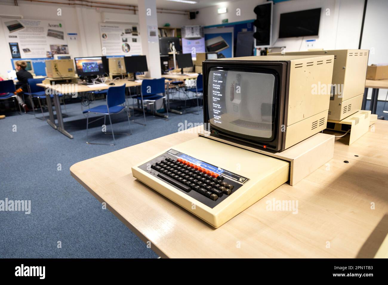 Acorn BBC Micro computer al Centre for Computing History, Cambridge, Regno Unito Foto Stock