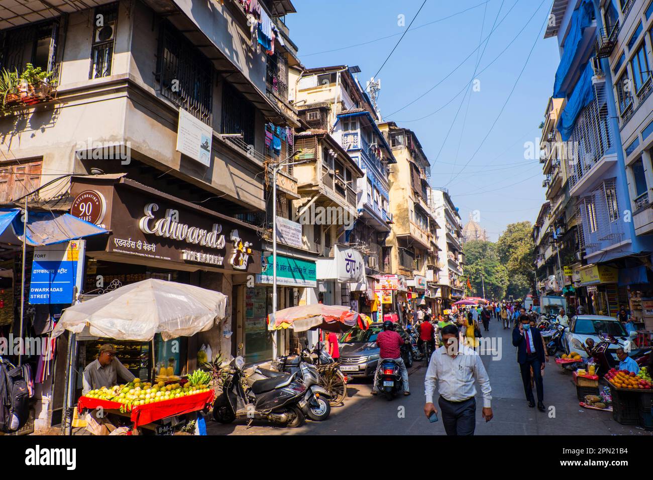 Bread Market Lane, Bora Bazaar, Forte, Mumbai, India Foto Stock