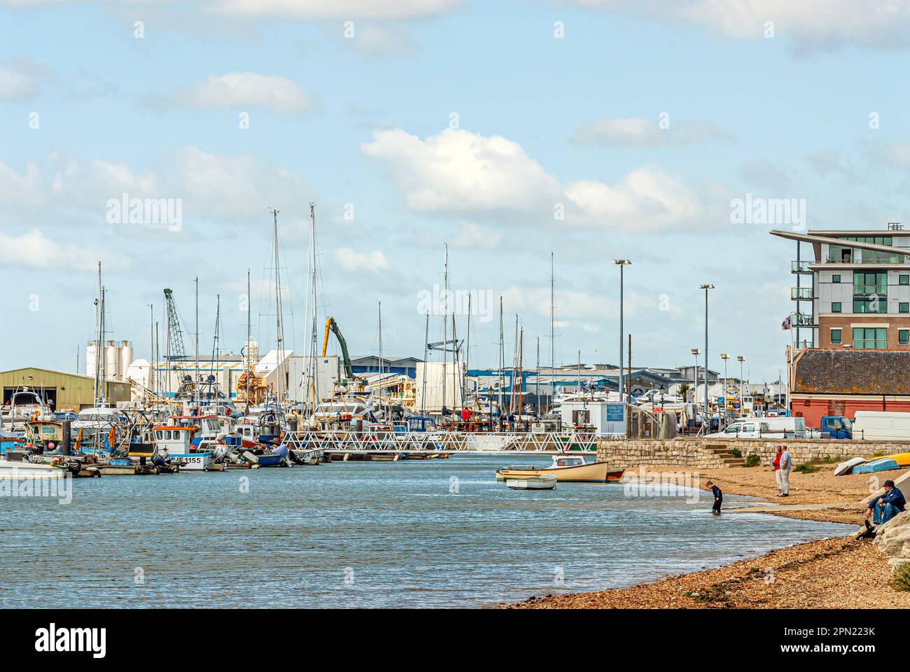 Marina e Waterfront a Poole Harbour a Dorset, Inghilterra, Regno Unito Foto Stock