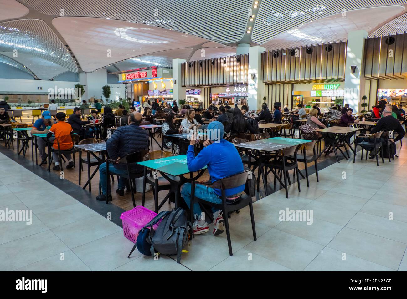 Foodcourt, İstanbul Havalimanı, Aeroporto di Istanbul, Turchia Foto Stock