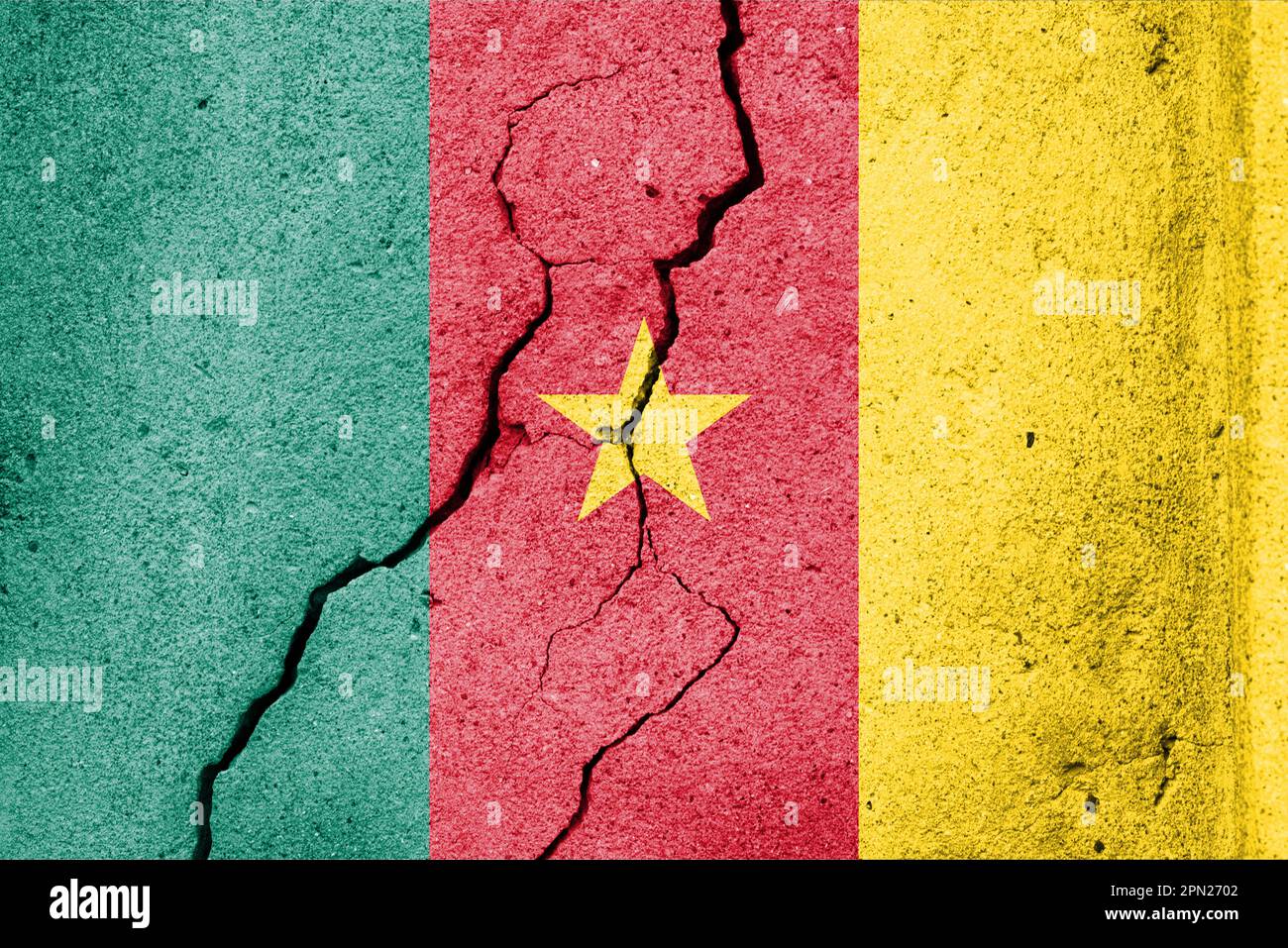 Bandiera dei paesi oppressivi del Camerun nel continente Foto Stock
