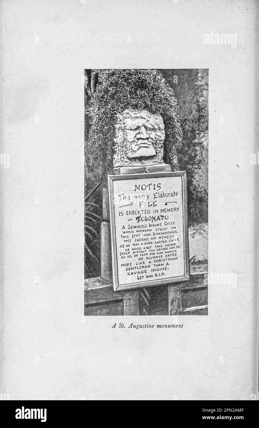 Un St. Augustine Monument dal libro ' Highways and byways of Florida; Human Interest information for Travellers in Florida ' di Clifton Johnson, 1865-1940 Data di pubblicazione 1918 Editore New York, The Macmillan Company; Foto Stock