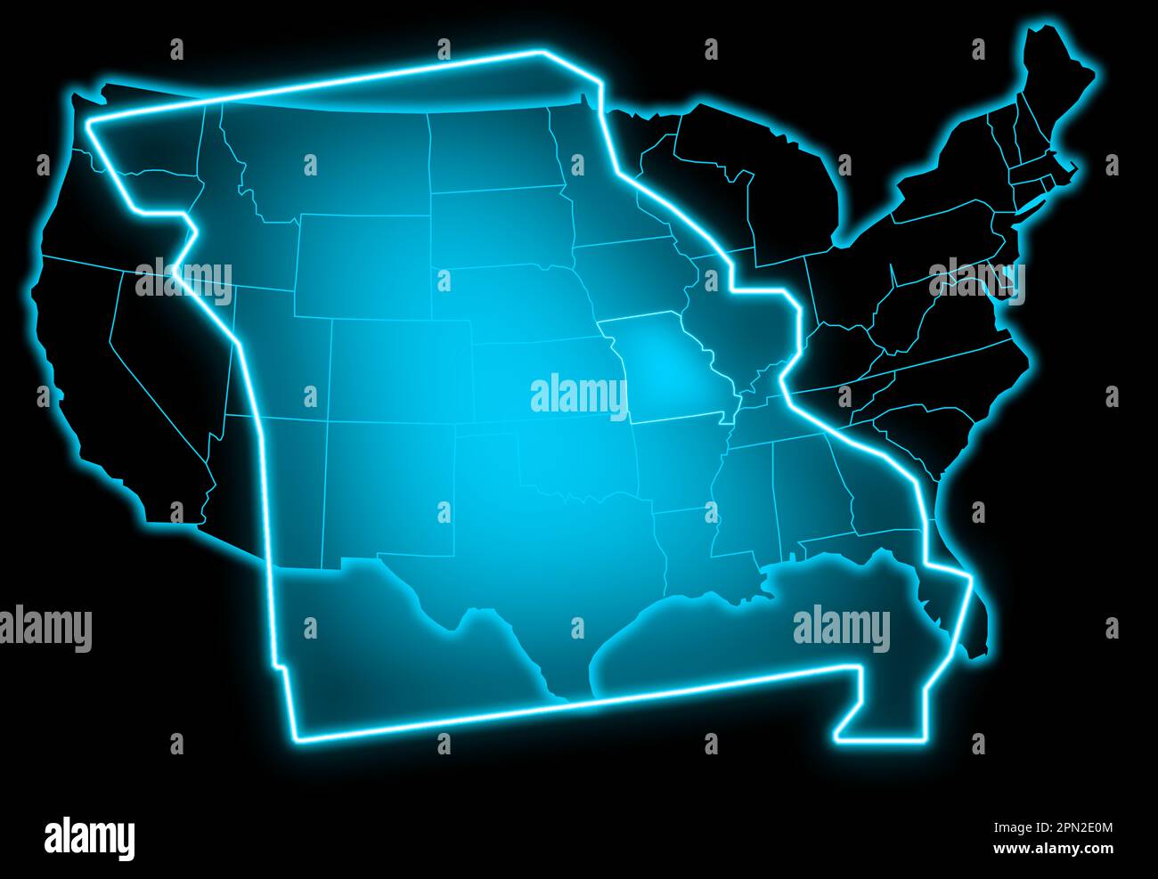 mappa del missouri design futuristico blu brillante Foto Stock