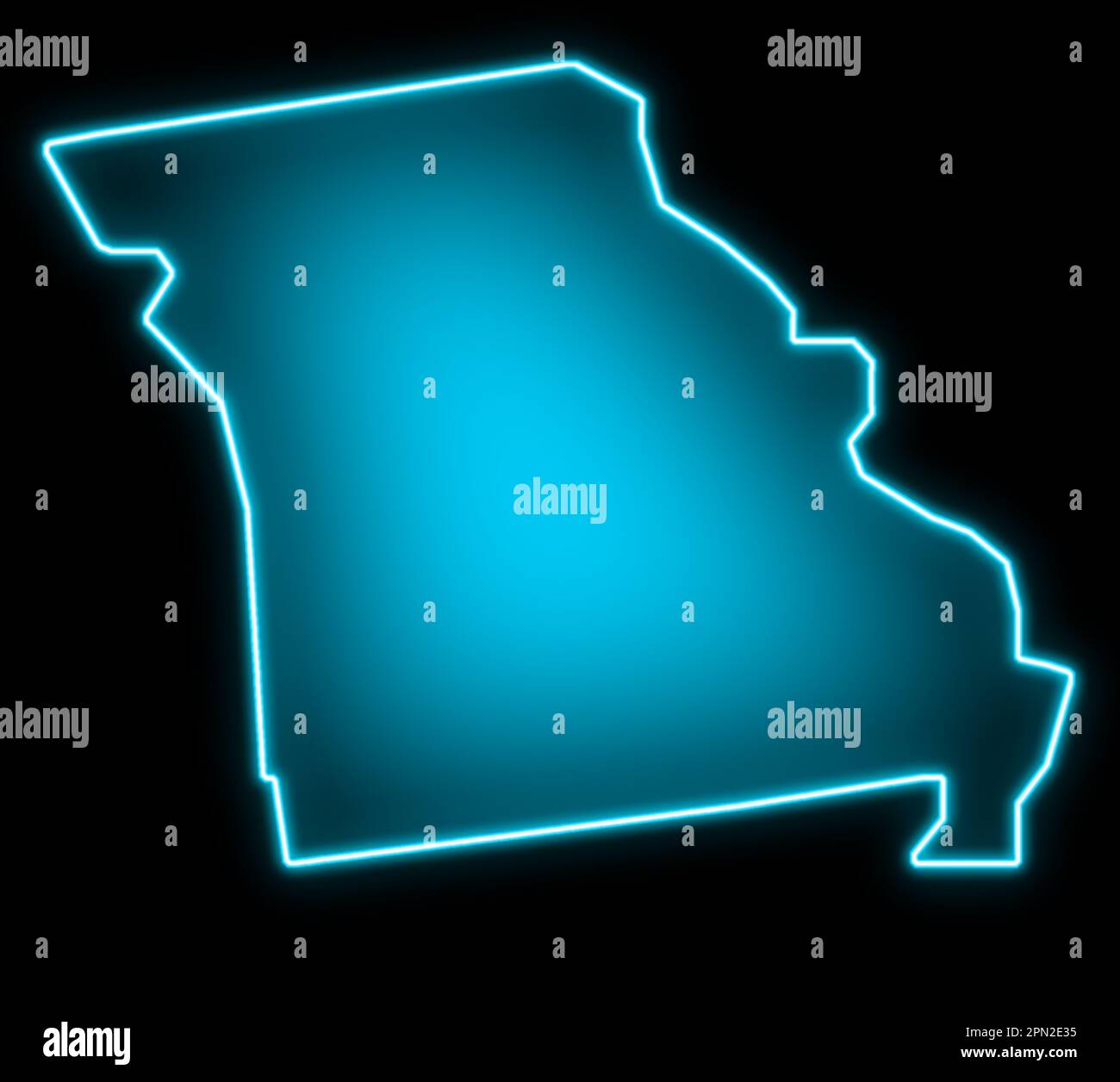 missouri mappa blu bagliore futuristico design sfondo trasparente Foto Stock