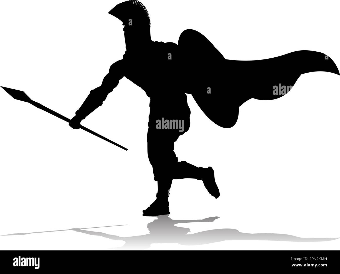 Spartan Silhouette Gladiator Trojan Greek Warrior Illustrazione Vettoriale