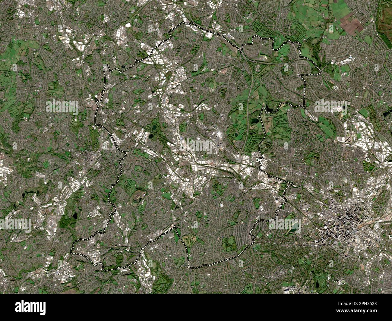 Sandwell, contea amministrativa dell'Inghilterra - Gran Bretagna. Mappa satellitare a bassa risoluzione Foto Stock