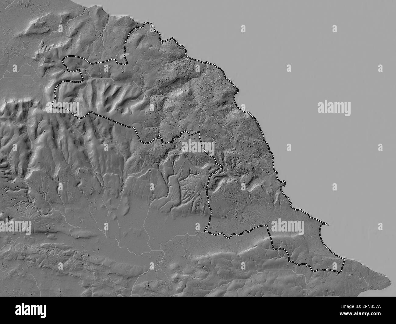 Scarborough, distretto non metropolitano dell'Inghilterra - Gran Bretagna. Mappa altimetrica bilivello con laghi e fiumi Foto Stock