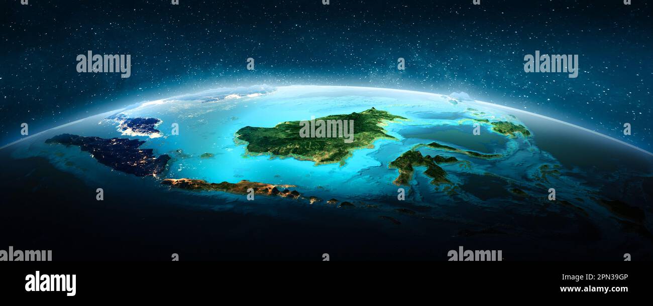 Area geografica del Sud-Est asiatico. Elementi di questa immagine forniti dalla NASA. rendering 3d Foto Stock