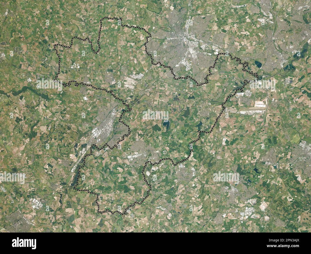 Derbyshire del Sud, distretto non metropolitano dell'Inghilterra - Gran Bretagna. Mappa satellitare ad alta risoluzione Foto Stock