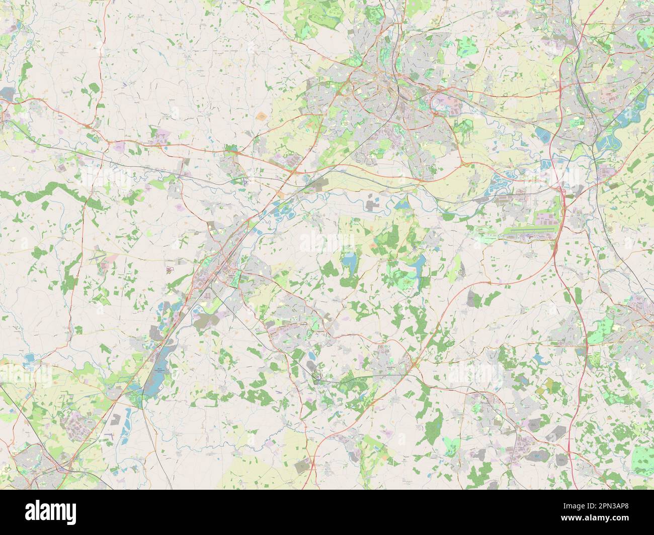 Derbyshire del Sud, distretto non metropolitano dell'Inghilterra - Gran Bretagna. Aprire la mappa stradale Foto Stock