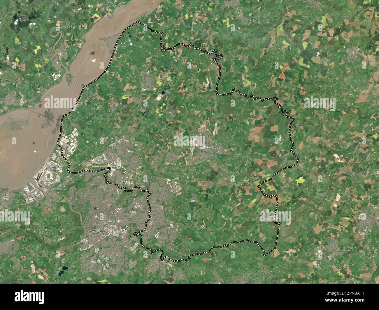 Gloucestershire meridionale, autorità unitaria dell'Inghilterra - Gran Bretagna. Mappa satellitare a bassa risoluzione Foto Stock