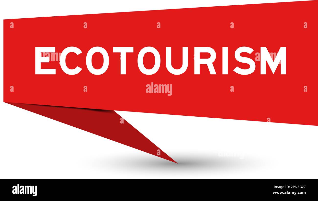 Banner vocale di colore rosso con parola ecoturismo su sfondo bianco Illustrazione Vettoriale