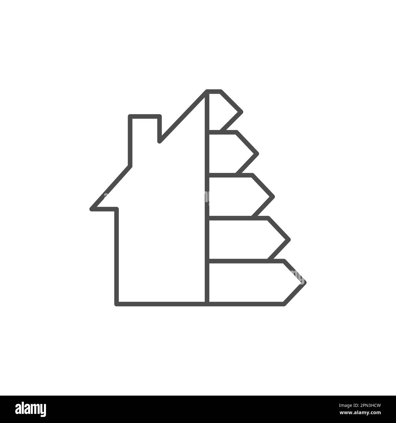 Icona lineare vettoriale relativa all'efficienza energetica domestica. Smart eco House miglioramento segno. Pittogramma di energia alternativa. Ecocompatibile. Tecnologia verde symb Illustrazione Vettoriale