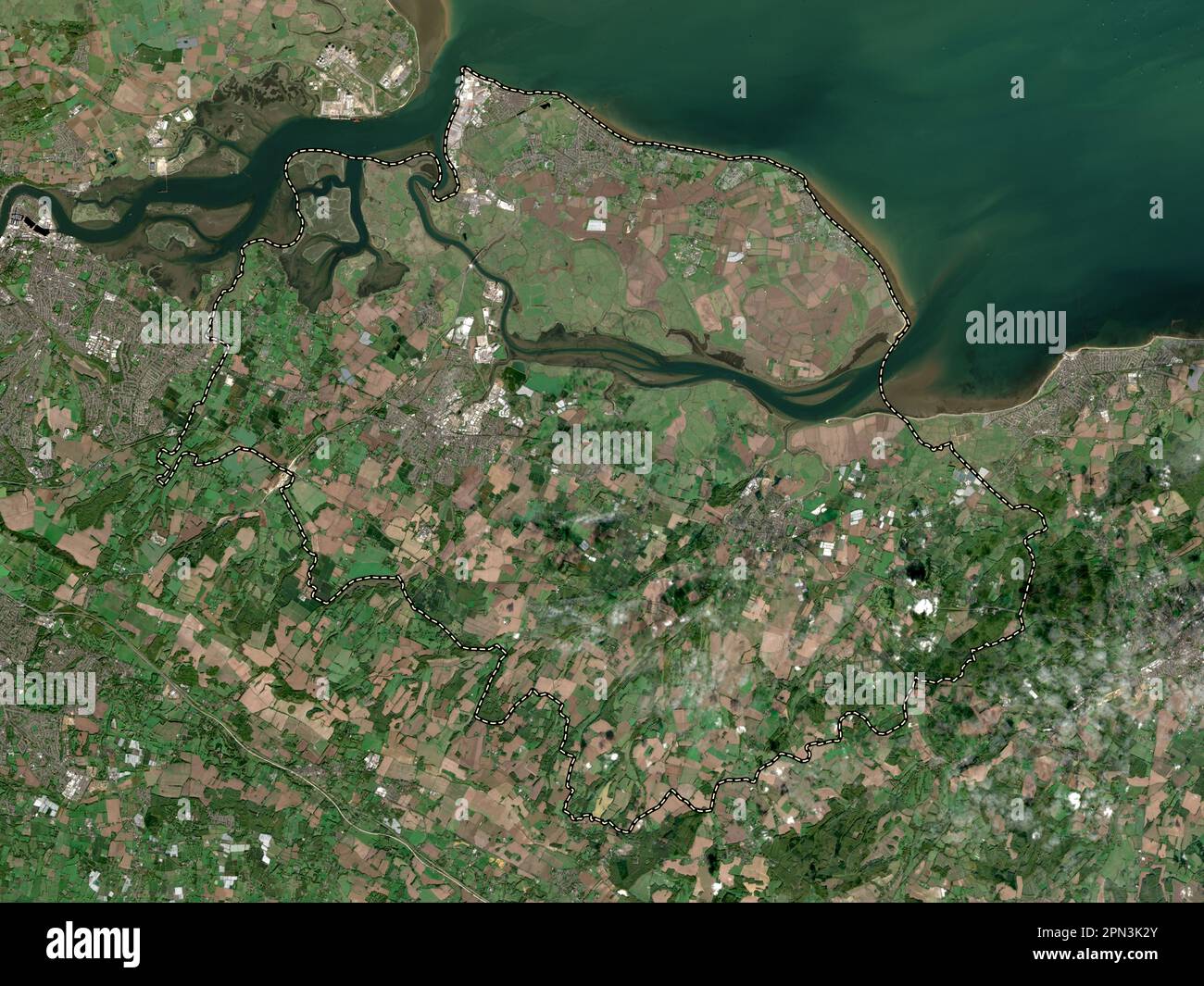 Swale, distretto non metropolitano dell'Inghilterra - Gran Bretagna. Mappa satellitare a bassa risoluzione Foto Stock